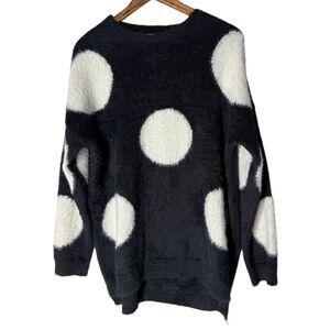 Easel Los Angeles Polka Dot Eyelash Sweater Womens Sz S Oversized Cozy